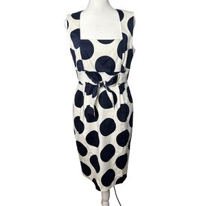David Meister Polka Dot Tie Waist Pencil Dress